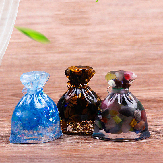 Украшение для дисплея денежного мешка из смолы, с крошками драгоценных камней внутри статуй для украшения домашнего офиса