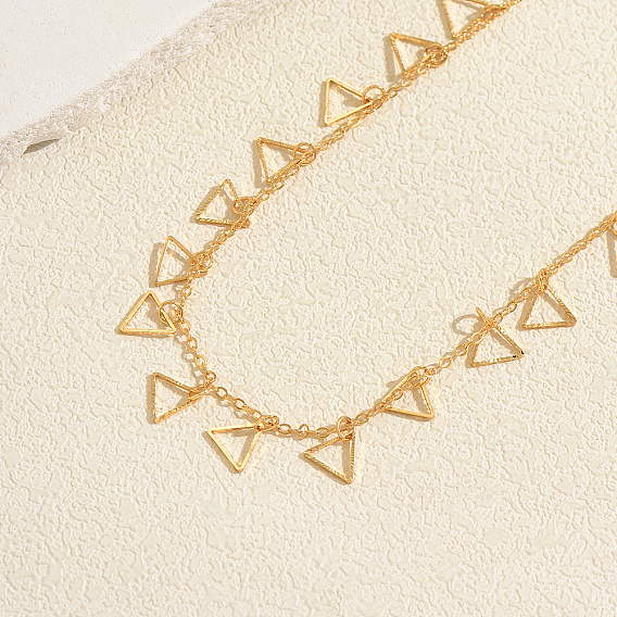 Brass Iron Hollow Triangle Tassel Necklaces for Women