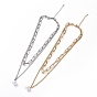 304 Stainless Steel Double Chains Multi Layered Necklaces Necklace with Plastic Pearl Charm for Women
