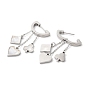 Ace of Diamond & Hearts & Clubs Synthetic White Shell Dangle Hoop Earrings, 304 Stainless Steel Poker Card Drop Earrings