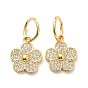 Brass Micro Pave Clear Cubic Zirconia Charms, with Jump Ring, Long-Lasting Plated, Flower