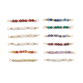 12 шт. 12 стили созвездие натуральные смешанные камни граненые круглые бусины соединительные подвески, с 304 бусинами из нержавеющей стали и двойными петлями из медной проволоки, золотые, смешанные окрашенные и неокрашенные
