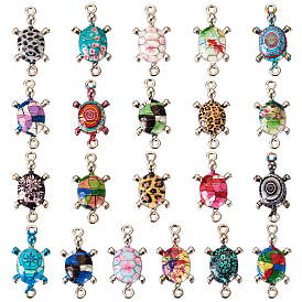 42Pcs 21 Colors Alloy Enamel Connector Charms, Platinum, Sea Turtle Links