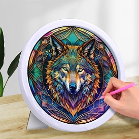 DIY Wolf Diamond Painting Kits, Including Acrylic Rhinestones Bag, Diamond Sticky Pen, Tray Plate, Glue Clay and Canvas