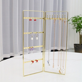 Présentoir à bijoux en fer pliable, présentoir à bijoux, pour accrocher des colliers boucles d'oreilles bracelets