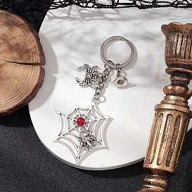 Брелки для ключей из малайзийского нефрита в тибетском стиле на Хэллоуин, с железным кольцом для ключей, паук