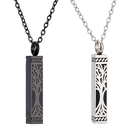 2шт. 2 цвета, кулон в виде куба из нержавеющей стали с изображением древа жизни, урна для праха, ожерелье