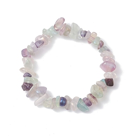 Эластичные браслеты из гальванизированных бусин из натурального флюорита для женщин