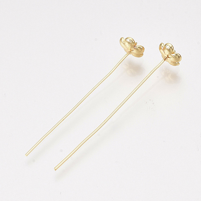 Brass Pins, Real 18K Gold Plated, Nickel Free, Flower
