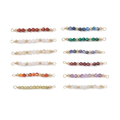 12 шт. 12 стили созвездие натуральные смешанные камни граненые круглые бусины соединительные подвески, с 304 бусинами из нержавеющей стали и двойными петлями из медной проволоки, золотые, смешанные окрашенные и неокрашенные