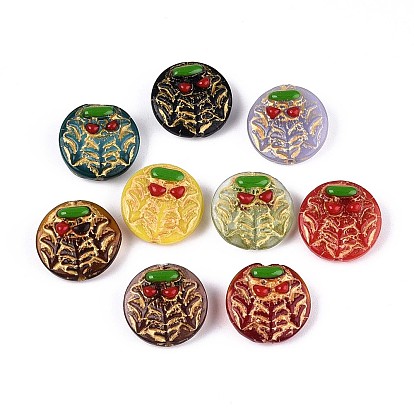 Плоский круглый с грибовидными стеклянными бусинами, золотой металл обвитыми