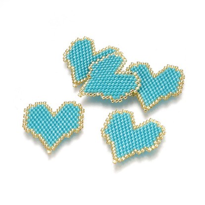 Handmade Japanese Seed Beads, with Japan Import Thread, Loom Pattern, Heart