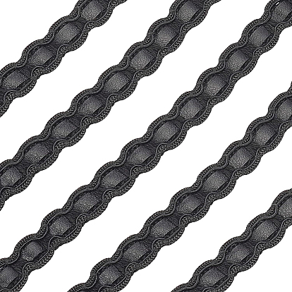 Cinta de encaje trenzado de imitación de cuero, con cinta de encaje curva de fibras acrílicas, accesorios de la ropa, para la decoración del hogar diy artesanía de costura