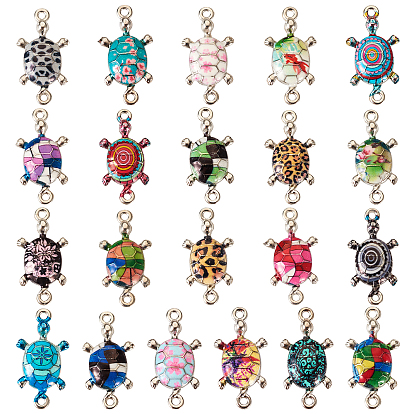 42Pcs 21 Colors Alloy Enamel Connector Charms, Platinum, Sea Turtle Links