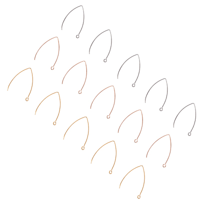 PVD Vacuum Plating 304 Stainless Steel Earring Hooks, Ear Wire, with Horizontal Loop, with Bead Container