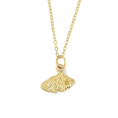 Ion Plating(IP) 304 Stainless Steel Pendant Necklaces for Women, Leaf
