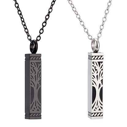 2шт. 2 цвета, кулон в виде куба из нержавеющей стали с изображением древа жизни, урна для праха, ожерелье