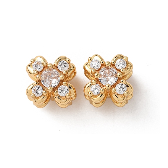 Латунные микропаве из прозрачного кубического циркония, цветок