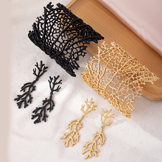 Комплекты из браслетов-манжет и серег-гвоздиков из сплава для женщин, филиал