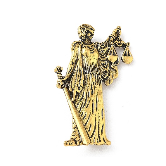 Брошь из сплава в виде богини правосудия, изысканная булавка для лацканов для мужчин и женщин