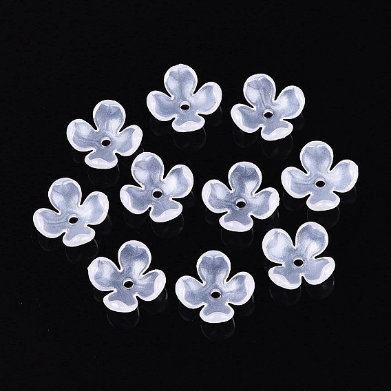 4-Petal Transparent Acrylic Bead Caps, Flower