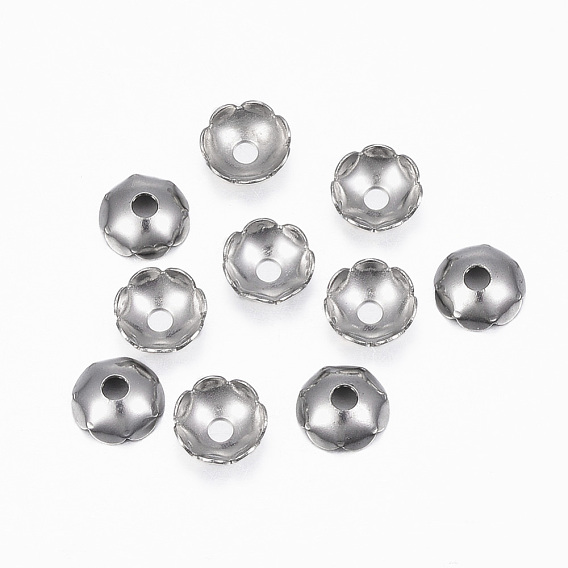 304 Stainless Steel Bead Caps, Flower, Multi-Petal
