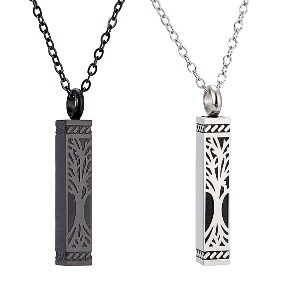 2шт. 2 цвета, кулон в виде куба из нержавеющей стали с изображением древа жизни, урна для праха, ожерелье