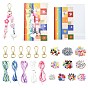 DIY Keychain Making Kits, including Plastic Bags, Paper Card, Acrylic and Resin Beads, Alloy Clasps, Cord, Instruction