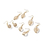 Brass Dangle Earrings, with Metal Enlaced Plating Acrylic Beads, Mixed Shape