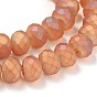 Full Rainbow Plated Faceted Rondelle Glass Beads Strands, Frosted