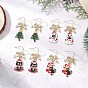 4 пары 4 стили серьги-подвески из сплава и эмали с рождественской тематикой, с подвесками из сплава и 304 крючками для сережек из нержавеющей стали, золотые