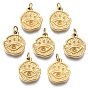 316 Charms aus chirurgischem Edelstahl mit Strasssteinen, mit Ringe springen, flach rund mit Auge