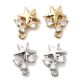 Фурнитура для сережек-гвоздиков из латуни с кубическим цирконием, без кадмия, без никеля и без свинца, звезда