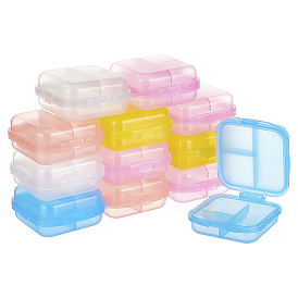Polypropylene(PP) 6 Grid Pill Box, with Hinged Lids, Square