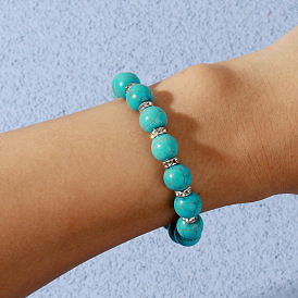 Fashionable Turquoise Bracelet with Unique Beads and Diamond Inlay for Women