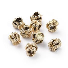 Perles européennes en alliage, 3 d couronne, Perles avec un grand trou   , 11.5x11x9mm, Trou: 4.5mm