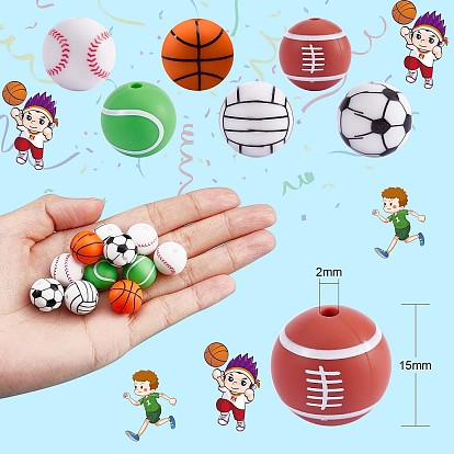 China Factory 60Pcs 15mm Silicone Beads Sports Silicone Beads Bulk  Basketball Soccer Tennis Baseball Rugby Volleyball Silicone Beads Kit for  DIY Jewelry Making Craft 15mm, Hole: 2mm in bulk online 