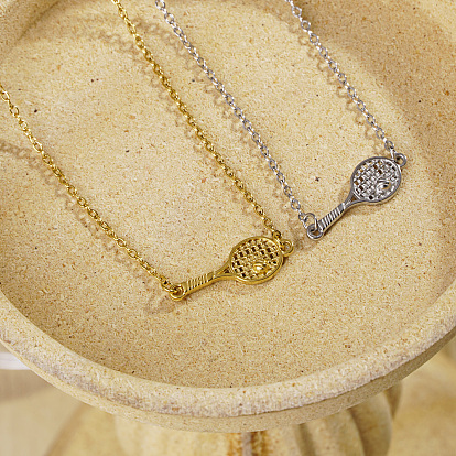 Уникальные ожерелья из нержавеющей стали с подвеской в виде теннисной ракетки для женщин