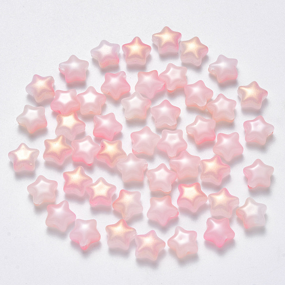 Imitation Jade Glass Beads, Two Tone,  with Glitter Powder, Star