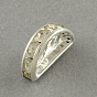 2-Hole Iron Grade A Rhinestone Bridge Spacers, Moon, Silver Color Plated, 7x13x3mm, Hole: 1.5mm