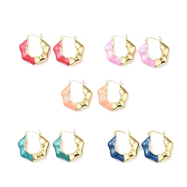 Enamel Flower Hoop Earrings, Real 18K Gold Plated Brass Jewelry for Women, Lead Free & Cadmium Free