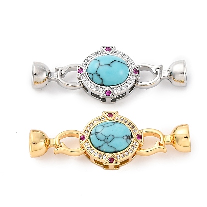 Латунное микропейв, прозрачный кубический цирконий, складные застежки, без кадмия, без никеля и без свинца, с синтетическими бирюзовый, полукруглый