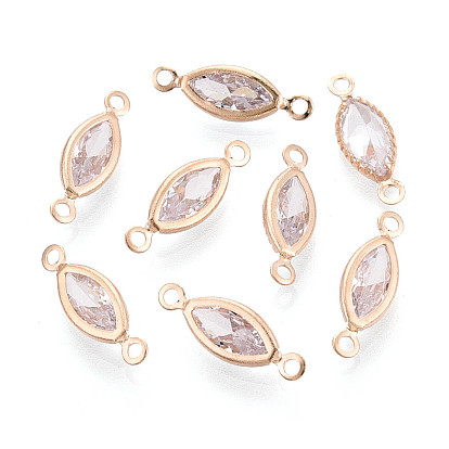 Латунные подвески-звенья/соединители с прозрачными кубическими циркониями, лошадиный глаз 