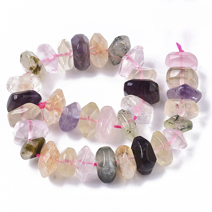 Natural Mixed Quartz Beads Strands, Nuggets, Faceted