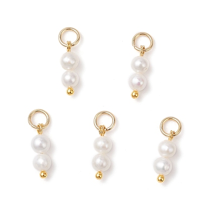 Подвески из натурального культивированного пресноводного жемчуга круглой формы, с открытыми пружинными кольцами из нержавеющей стали 304, белые