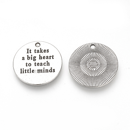 Подвески из сплава в тибетском стиле ко дню учителя, плоские круглые со словом, без кадмия и без свинца