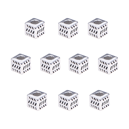 Tibetan Silver Alloy Spacer Beads, Cube