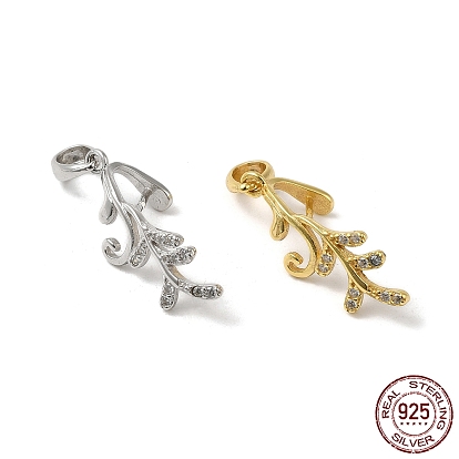 925 зажим для зажима льда из стерлингового серебра, с микро проложить четкого кубического циркония, лист, с печатью s925