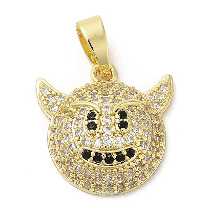Brass with Cubic Zirconia Pendents, Cadmium Free & Lead Free, Jewelry for Women,  Long-Lasting Plated, Evil Charm