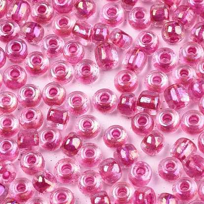 Glass Seed Beads, Inside Colours, Round Hole, Round, Transparent Colours Rainbow